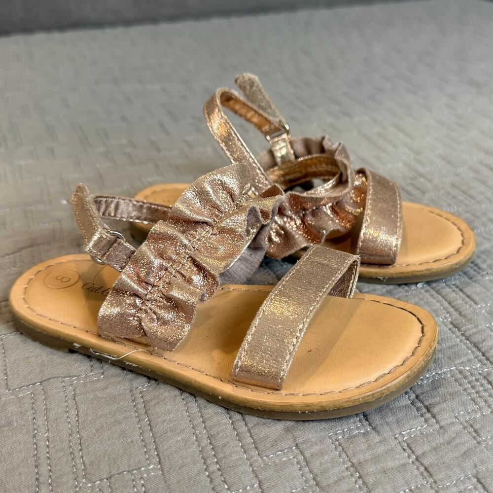 Toddler Girls 8 Rose Gold Ruffle Sandals Cat & Jack Shoes